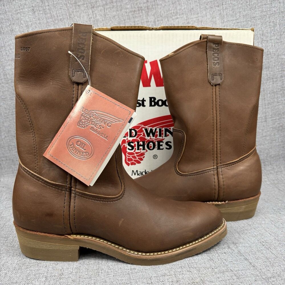 Vintage Red Wing 1155 Pecos Boots Men's 9 C Nailseat Leather Work